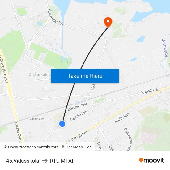 45.Vidusskola to RTU MTAF map