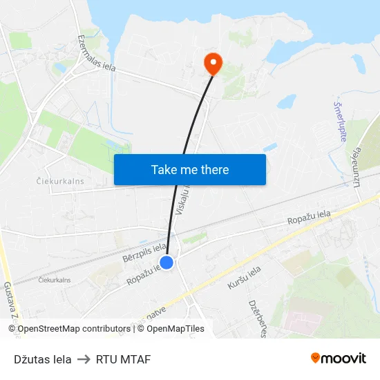 Džutas Iela to RTU MTAF map
