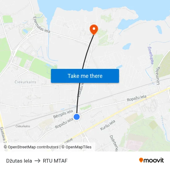 Džutas Iela to RTU MTAF map