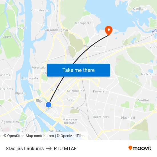 Stacijas Laukums to RTU MTAF map