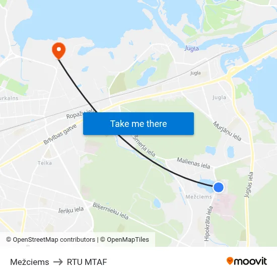 Mežciems to RTU MTAF map