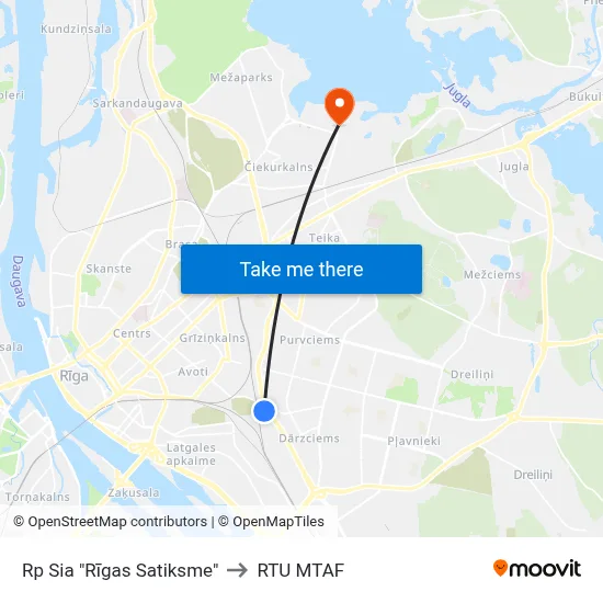 Rp Sia "Rīgas Satiksme" to RTU MTAF map
