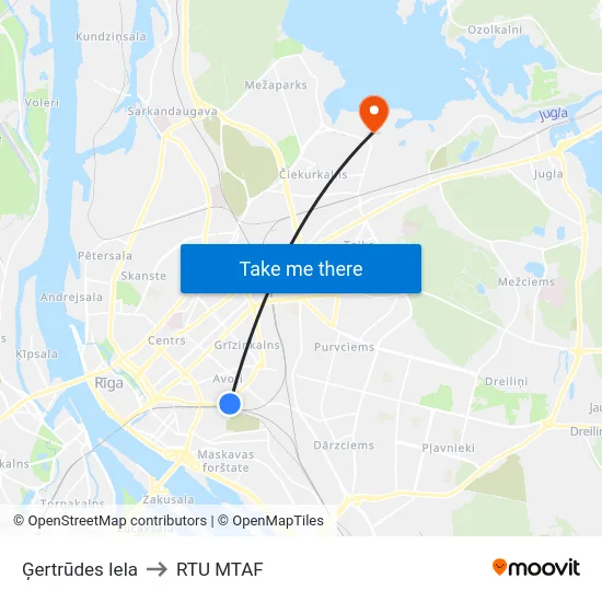 Ģertrūdes Iela to RTU MTAF map