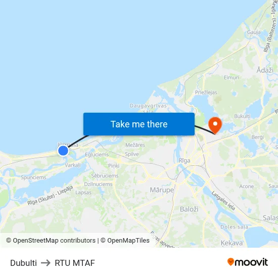 Dubulti to RTU MTAF map