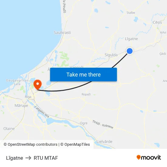 Līgatne to RTU MTAF map