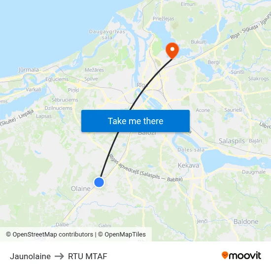 Jaunolaine to RTU MTAF map