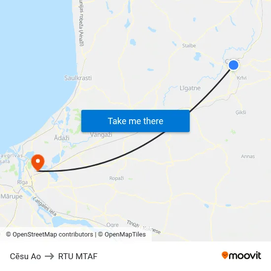 Cēsu Ao to RTU MTAF map