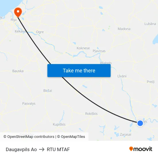 Daugavpils Ao to RTU MTAF map