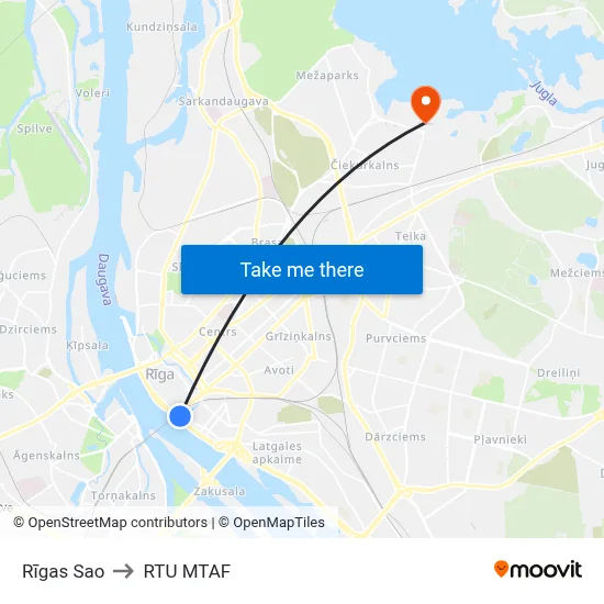 Rīgas Sao to RTU MTAF map