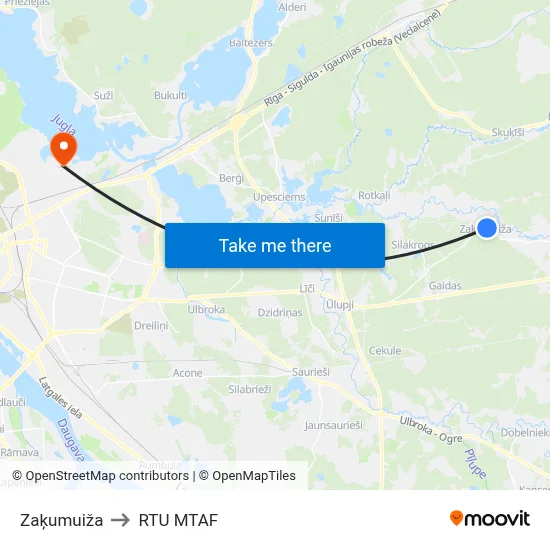 Zaķumuiža to RTU MTAF map