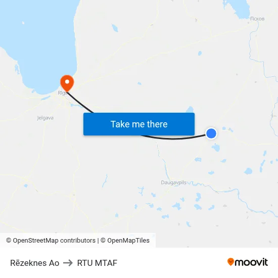 Rēzeknes Ao to RTU MTAF map