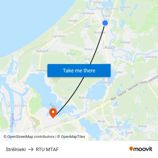 Strēlnieki to RTU MTAF map