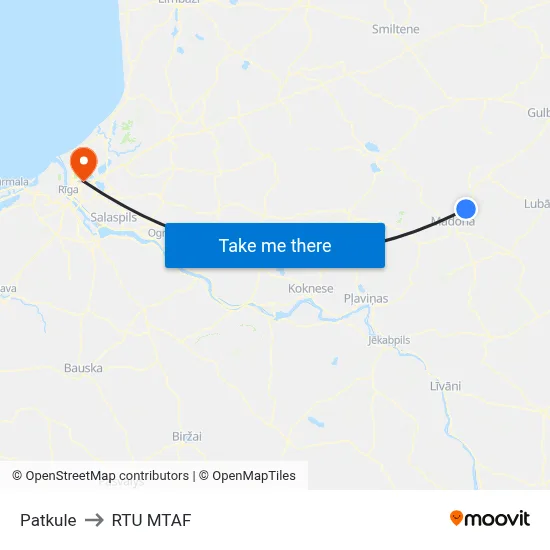 Patkule to RTU MTAF map