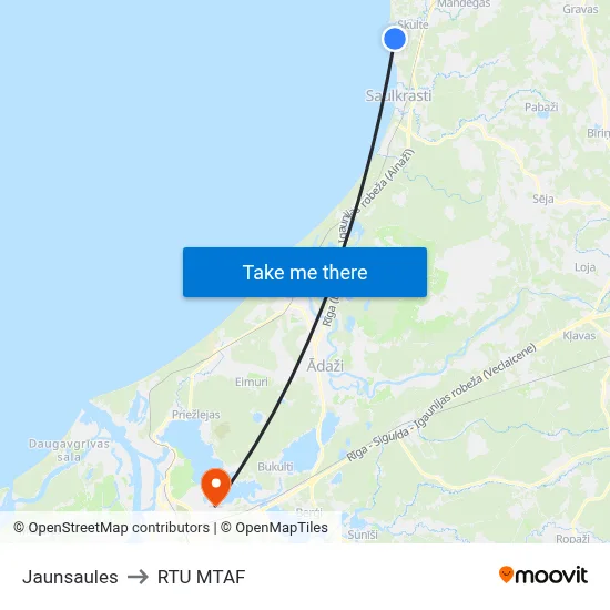 Jaunsaules to RTU MTAF map