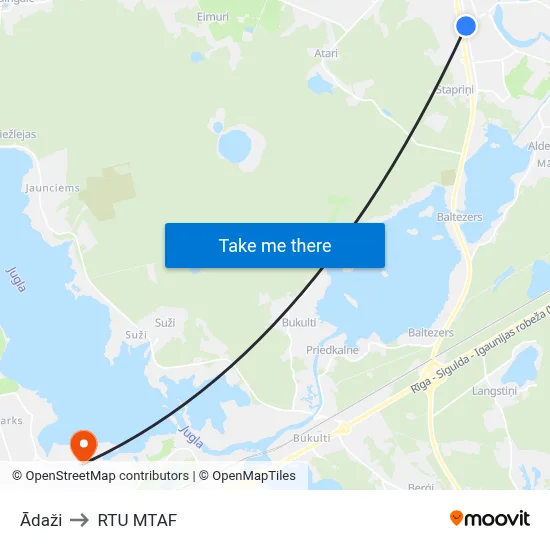 Ādaži to RTU MTAF map
