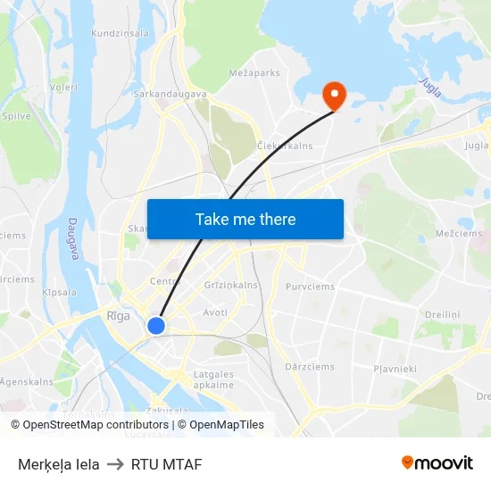Merķeļa Iela to RTU MTAF map