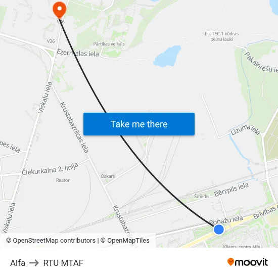 Alfa to RTU MTAF map