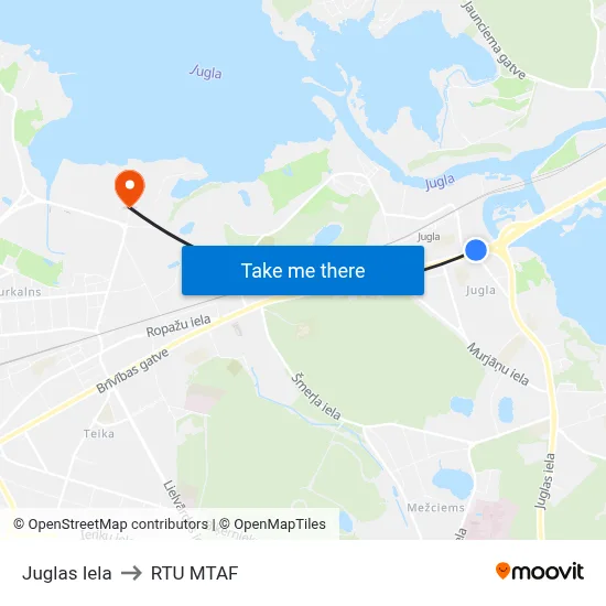 Juglas Iela to RTU MTAF map