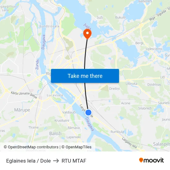 Eglaines Iela / Dole to RTU MTAF map