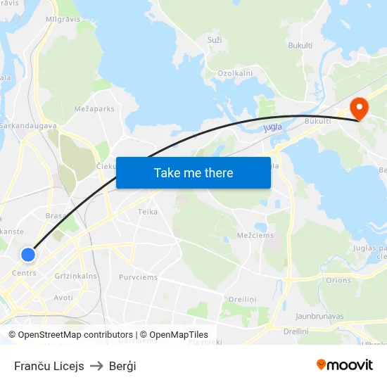 Franču Licejs to Berģi map