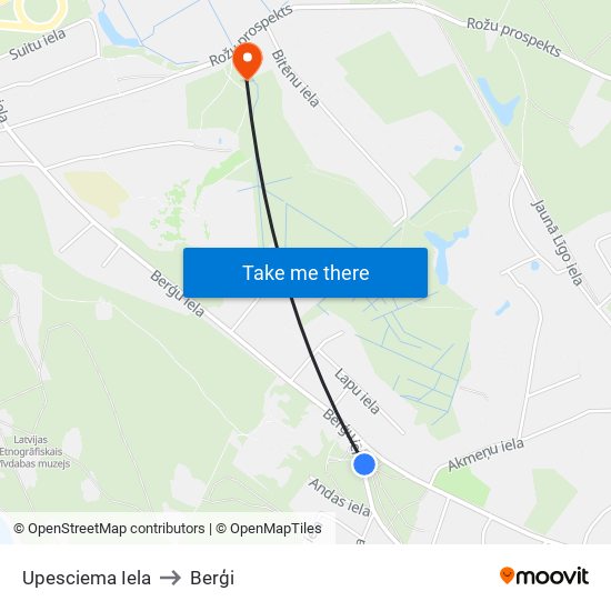 Upesciema Iela to Berģi map