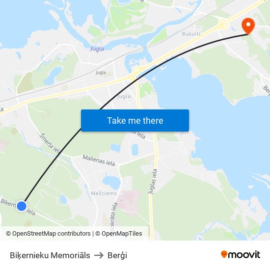 Biķernieku Memoriāls to Berģi map