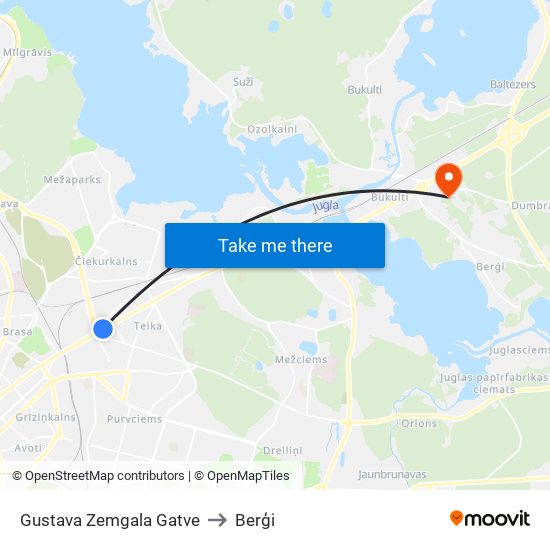 Gustava Zemgala Gatve to Berģi map