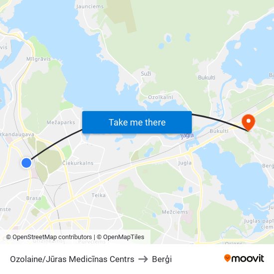 Ozolaine/Jūras Medicīnas Centrs to Berģi map