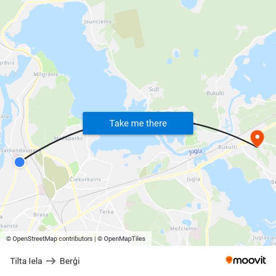 Tilta Iela to Berģi map