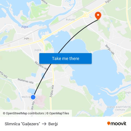 Slimnīca "Gaiļezers" to Berģi map