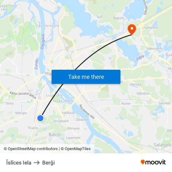 Īslīces Iela to Berģi map