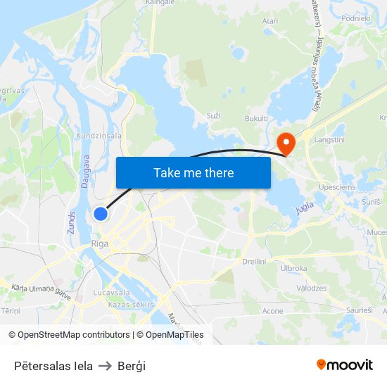 Pētersalas Iela to Berģi map