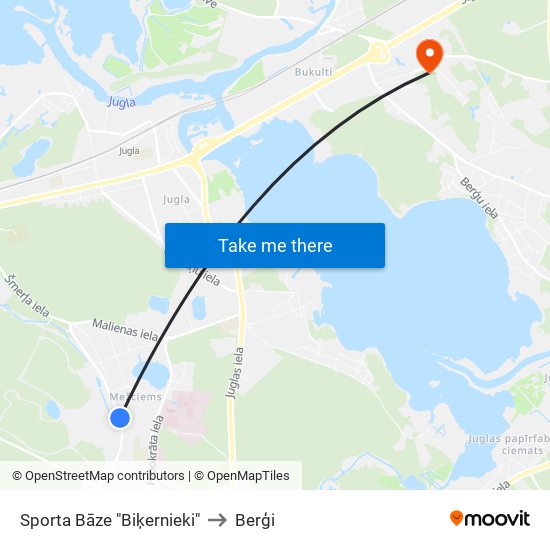 Sporta Bāze "Biķernieki" to Berģi map