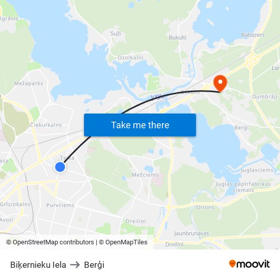 Biķernieku Iela to Berģi map