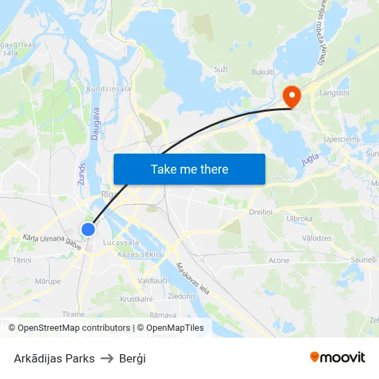 Arkādijas Parks to Berģi map