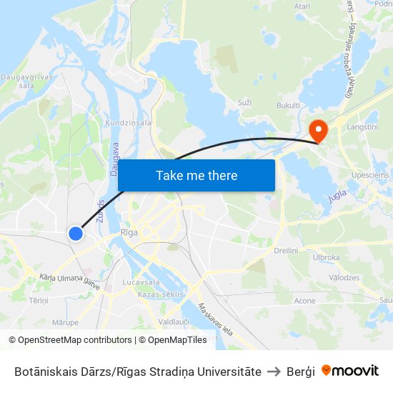 Botāniskais Dārzs/Rīgas Stradiņa Universitāte to Berģi map