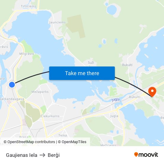 Gaujienas Iela to Berģi map