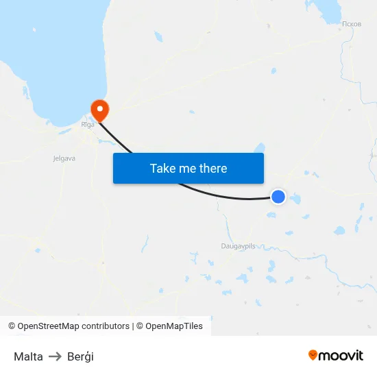 Malta to Berģi map