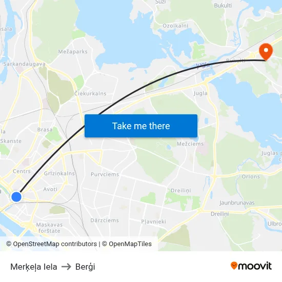 Merķeļa Iela to Berģi map