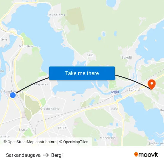 Sarkandaugava to Berģi map