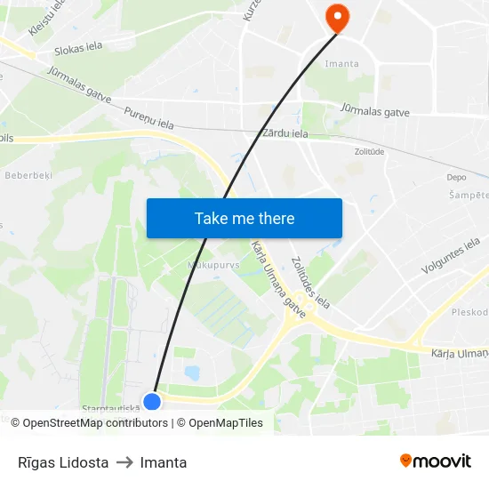Rīgas Lidosta to Imanta map