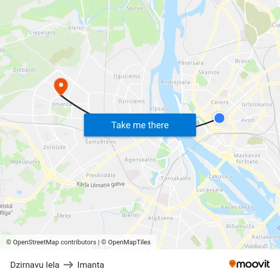 Dzirnavu Iela to Imanta map
