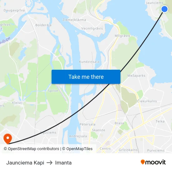Jaunciema Kapi to Imanta map