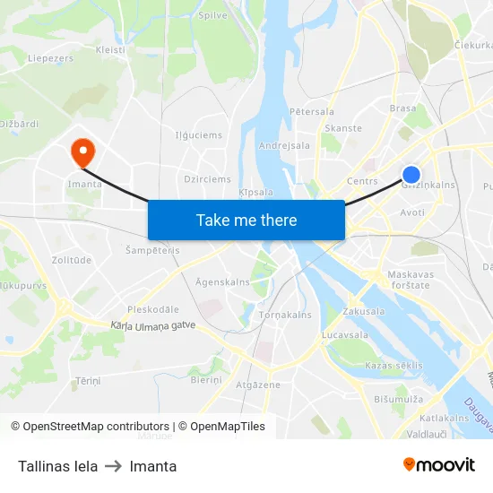 Tallinas Iela to Imanta map