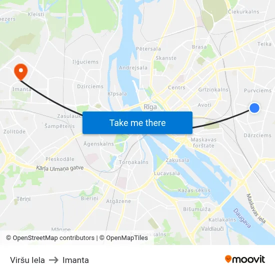 Viršu Iela to Imanta map