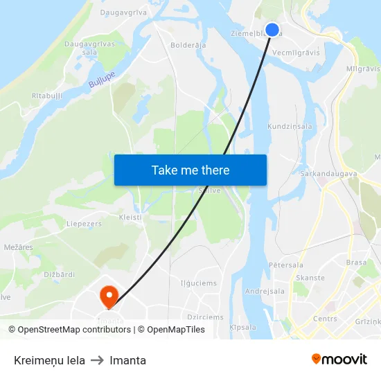 Kreimeņu Iela to Imanta map