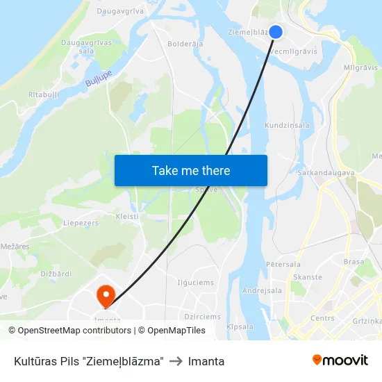 Kultūras Pils "Ziemeļblāzma" to Imanta map