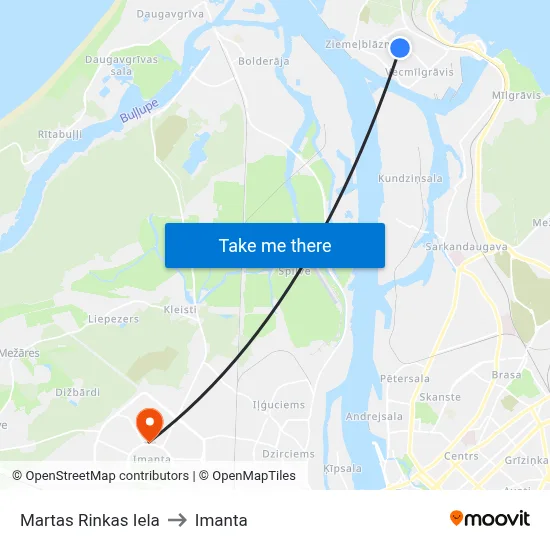 Martas Rinkas Iela to Imanta map