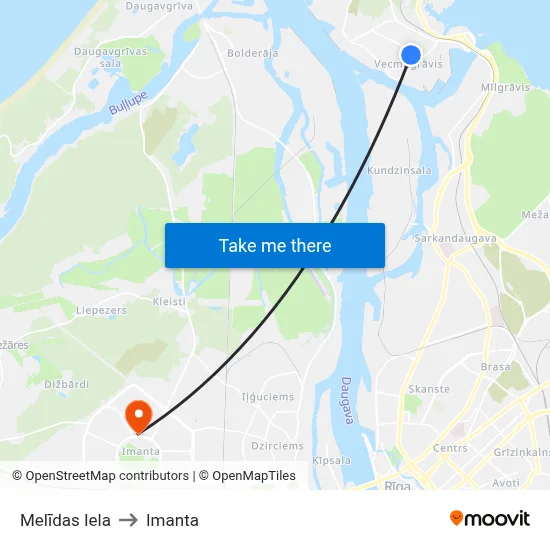 Melīdas Iela to Imanta map