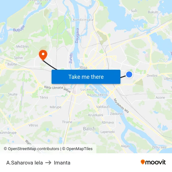 A.Saharova Iela to Imanta map